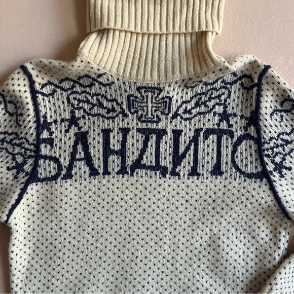 Diesel Bandits Rare 100% Wool Russian Gangster Turtleneck Sweater Tattoo in L - Picture 5 of 13